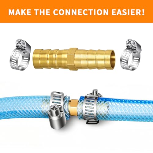 JmoJmexx 3/8 Brass Hose Barb Repair Kit, 3 Connectors & 6 Clamps